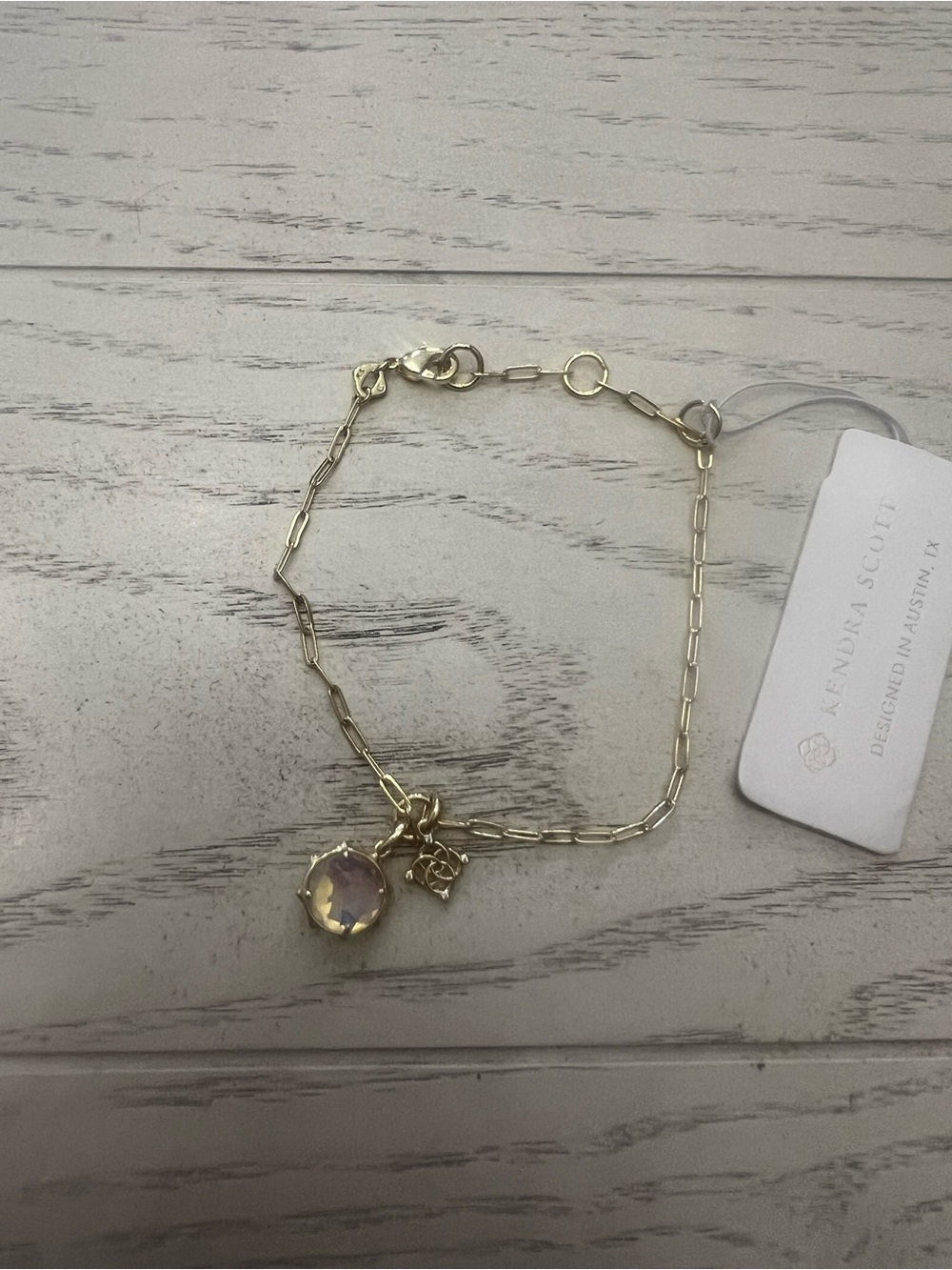 Kendra Scott Gold Chain Bracelet with Moonstone and Charm NWT